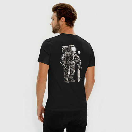 Мужская slim-футболка Space skateboarding / Черный – фото 4