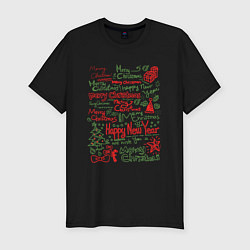 Футболка slim-fit Marry Christmas, цвет: черный