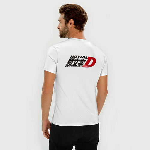 Мужская slim-футболка Initial D Logo спина Z / Белый – фото 4