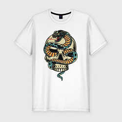 Футболка slim-fit Snake&Skull, цвет: белый
