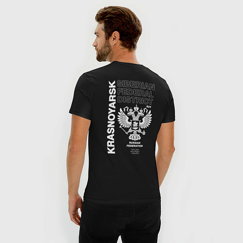 Мужская slim-футболка Красноярск EVLTN / Черный – фото 4