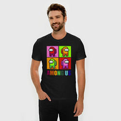 Футболка slim-fit Among us rainbow, цвет: черный — фото 2