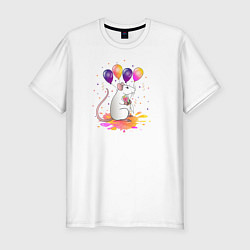 Мужская slim-футболка Мышь с шариками и подарком