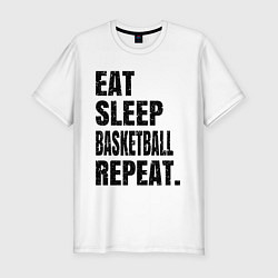 Футболка slim-fit EAT SLEEP BASKETBALL REPEAT, цвет: белый