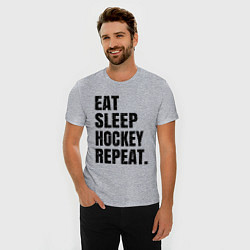 Футболка slim-fit EAT SLEEP HOCKEY REPEAT, цвет: меланж — фото 2