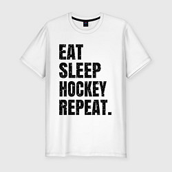 Футболка slim-fit EAT SLEEP HOCKEY REPEAT, цвет: белый