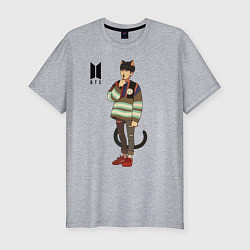 Футболка slim-fit BTS Cat, цвет: меланж