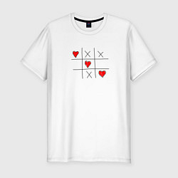 Футболка slim-fit Любовь побеждает крестики нолики, цвет: белый