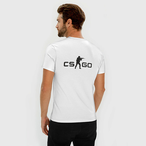 Мужская slim-футболка CS GO спина Z / Белый – фото 4