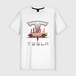 Футболка slim-fit TESLA CYBERTRUCK ТЕСЛА Z, цвет: белый