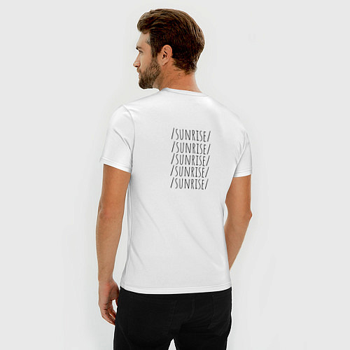 Мужская slim-футболка Закат - Рассвет / Белый – фото 4