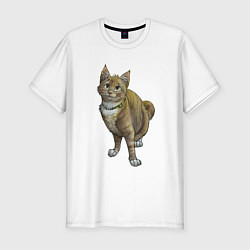 Мужская slim-футболка Уличный котик рисунок