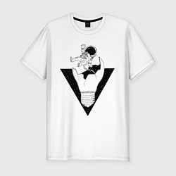 Футболка slim-fit Космонавт падает, цвет: белый