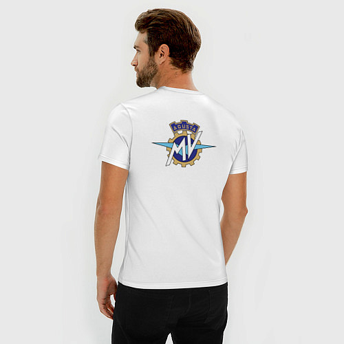 Мужская slim-футболка MV Agusta Мото Лого Z / Белый – фото 4