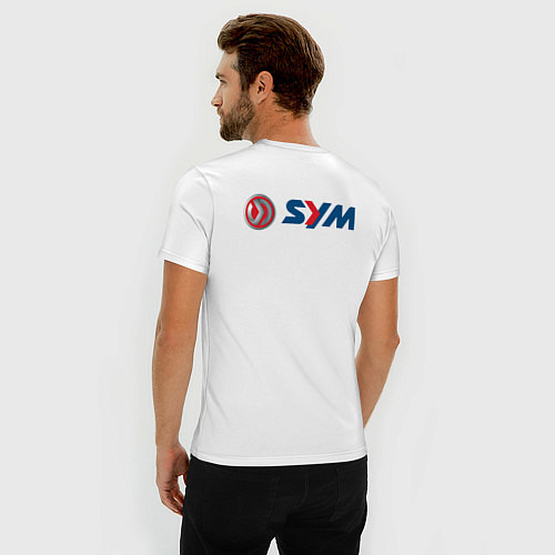 Мужская slim-футболка Sym Мото Лого спина Z / Белый – фото 4