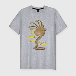 Футболка slim-fit I miss you face, цвет: меланж