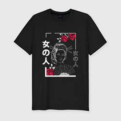 Футболка slim-fit Vaporwave Japanese Geisha, цвет: черный