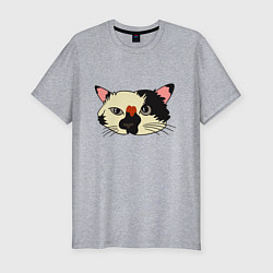 Мужская slim-футболка Милая мордочка сердитого кота