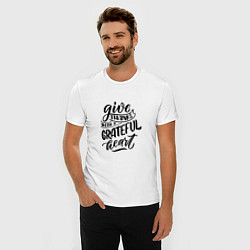 Футболка slim-fit Леттеринг Give thanks, цвет: белый — фото 2