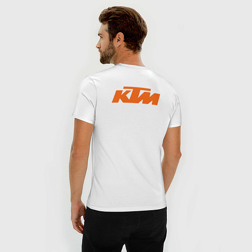 Мужская slim-футболка KTM READY TO RACE спина Z / Белый – фото 4