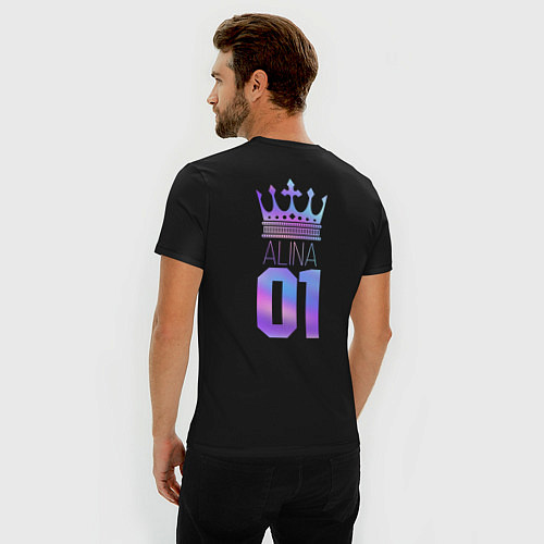 Мужская slim-футболка Alina 01 на спине / Черный – фото 4
