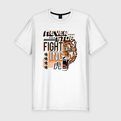 Футболка slim-fit FIGHT TIGER тигр боец, цвет: белый