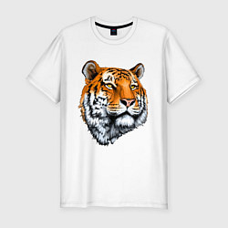 Футболка slim-fit Тигр, цвет: белый