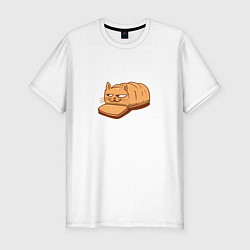 Футболка slim-fit Кот хлеб - Bread Cat, цвет: белый