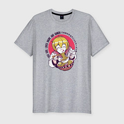 Футболка slim-fit Anime Girl loves Ramen, цвет: меланж