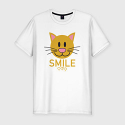 Футболка slim-fit Smile Cat, цвет: белый