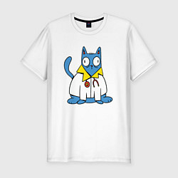 Футболка slim-fit Кот Врач Cat Doctor Trust me, цвет: белый