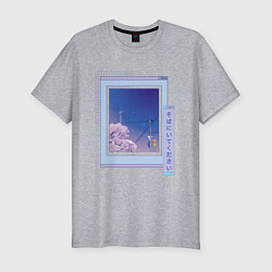 Футболка slim-fit Vaporwave Аниме Пейзаж, цвет: меланж