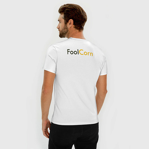 Мужская slim-футболка Подмигивающая кукуруза / Белый – фото 4