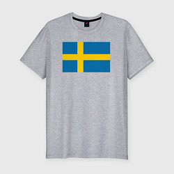 Футболка slim-fit Швеция Флаг Швеции, цвет: меланж