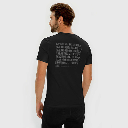 Мужская slim-футболка Стивен Кинг цитата / Черный – фото 4