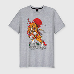 Футболка slim-fit Тигр, цвет: меланж