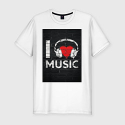 Футболка slim-fit I love music, цвет: белый