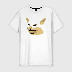 Футболка slim-fit Кот Смадж Мем, цвет: белый