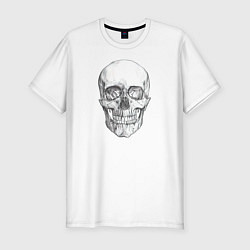 Футболка slim-fit Реалистичный рисунок Черепа, цвет: белый