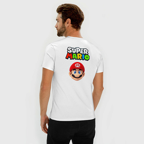 Мужская slim-футболка Mario Bros / Белый – фото 4