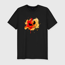 Футболка slim-fit Злая тыква в смятку, цвет: черный