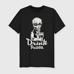 Футболка slim-fit Скелет с бокалом, цвет: черный