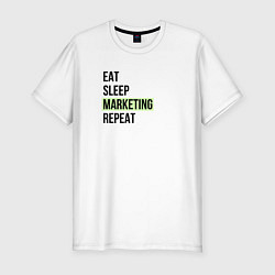 Футболка slim-fit Eat Sleep Marketing Repeat, цвет: белый