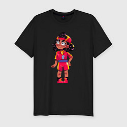 Футболка slim-fit Мег Brawl Stars иллюстрация, цвет: черный