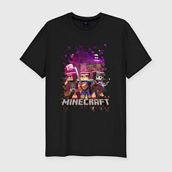 Мужская slim-футболка МАЙНКРАФТ, ГЕРОИ ПРОТИВ ЗЛА MINECRAFT HEROS