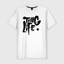 Футболка slim-fit Thug life Жизнь Головореза, цвет: белый