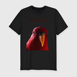 Футболка slim-fit Красный попугай, цвет: черный