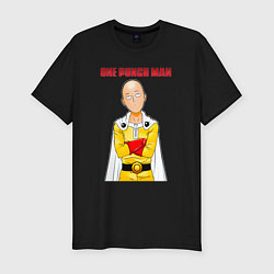 Футболка slim-fit Сайтама безразличие One Punch-Man, цвет: черный