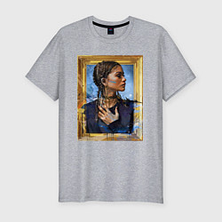 Футболка slim-fit Милая Зендая в рамке, цвет: меланж