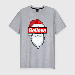 Футболка slim-fit I Believe In Santa Я Верю В Санту, цвет: меланж